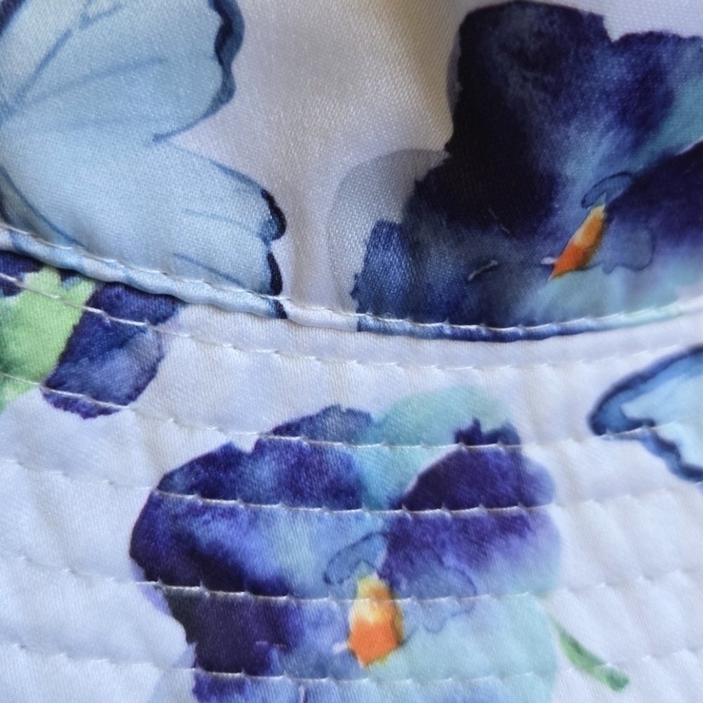 Zumiez Floral Butterfly Bucket Hat with Blue and Purple Flowers One Size - Picture 3 of 8